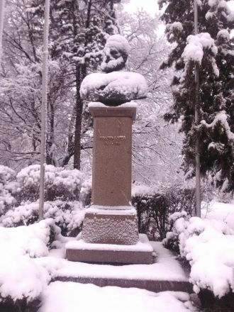 En översnöad Christo Botev, poet och frihetshjälte.