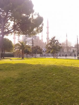 Sultan Ahmed I:s moské sedd från Kabasakal Cad - Dalbastı Sokak.